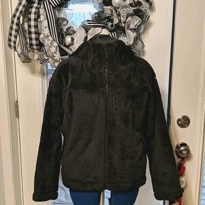 Uniqlo full zip fluffy yarn jacket black large